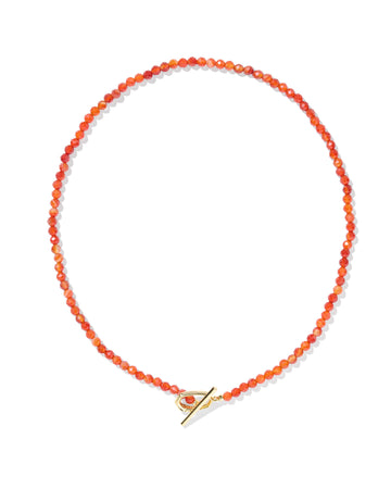 KENDRA SCOTT- Sylvia Gold Strand Necklace Orange Banded Agate